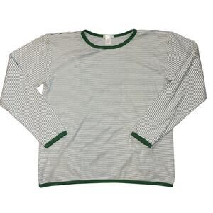 LAKE Long Sleeve Green Striped Pajama Shirt Size Medium